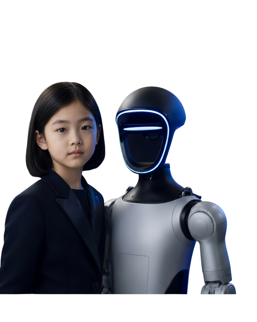 Child with robot portrait